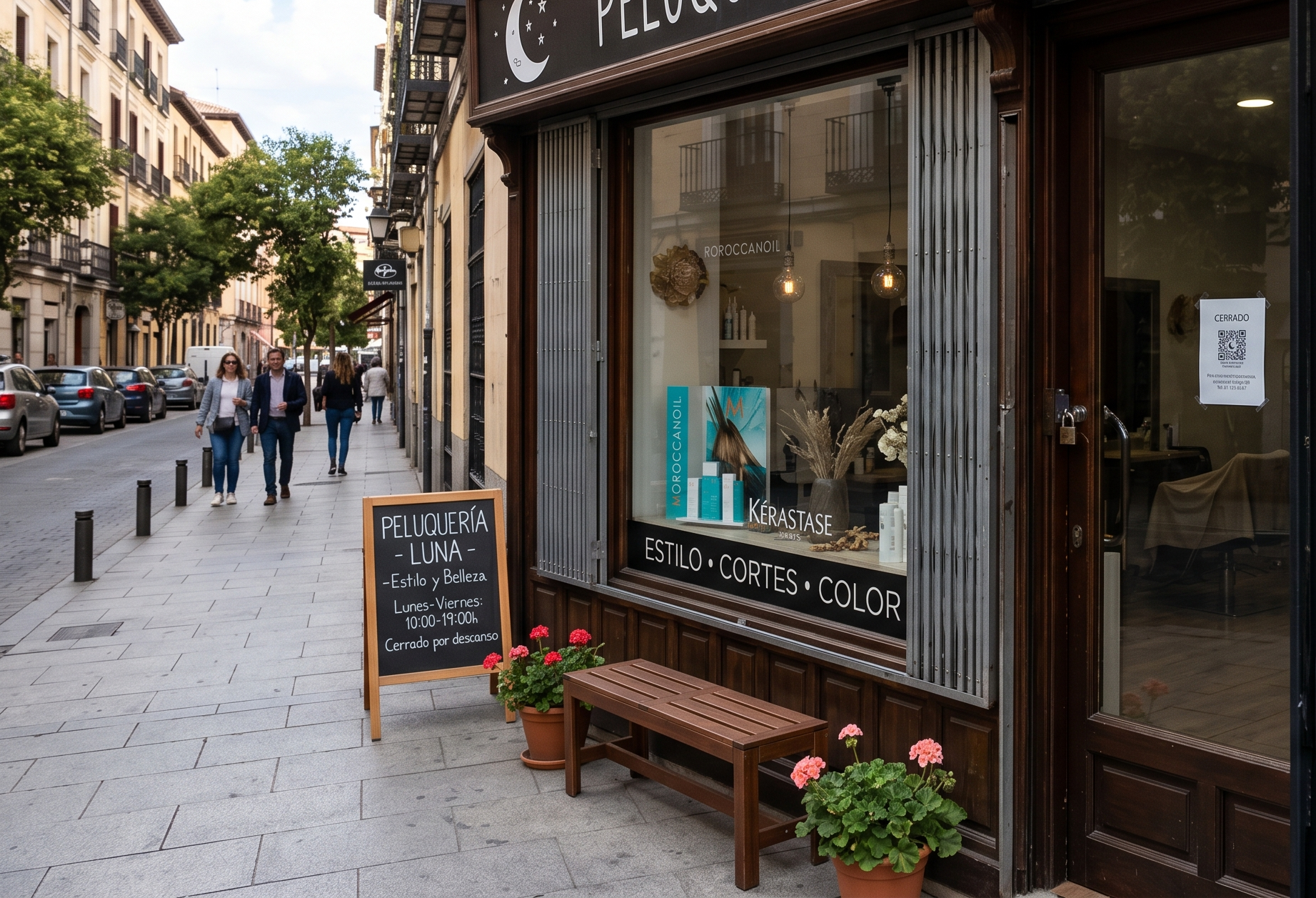 Código QR en la puerta de un negocio para reservar